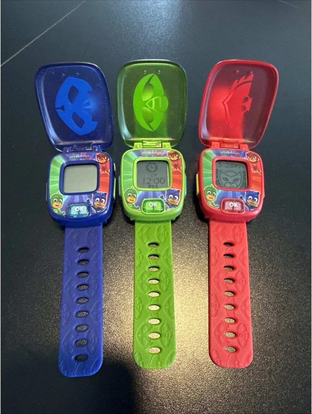 Lot of 3 Kids VTech PJ Masks Learning Watches Cat Boy, Owlette, Gecko